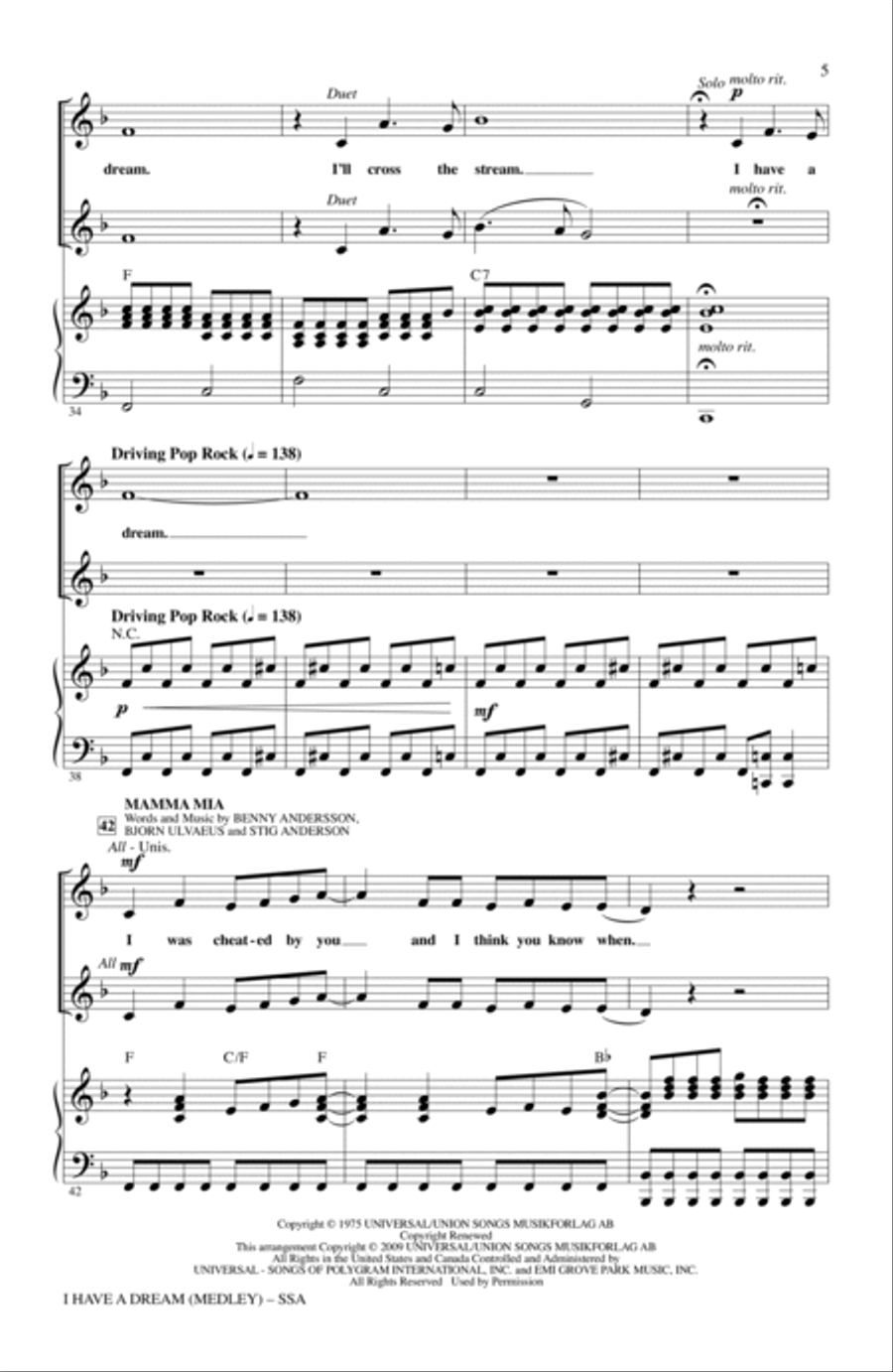 I Have A Dream - Choral Highlights from the Movie Mamma Mia! (Medley) SSA scores gallery preview page 4