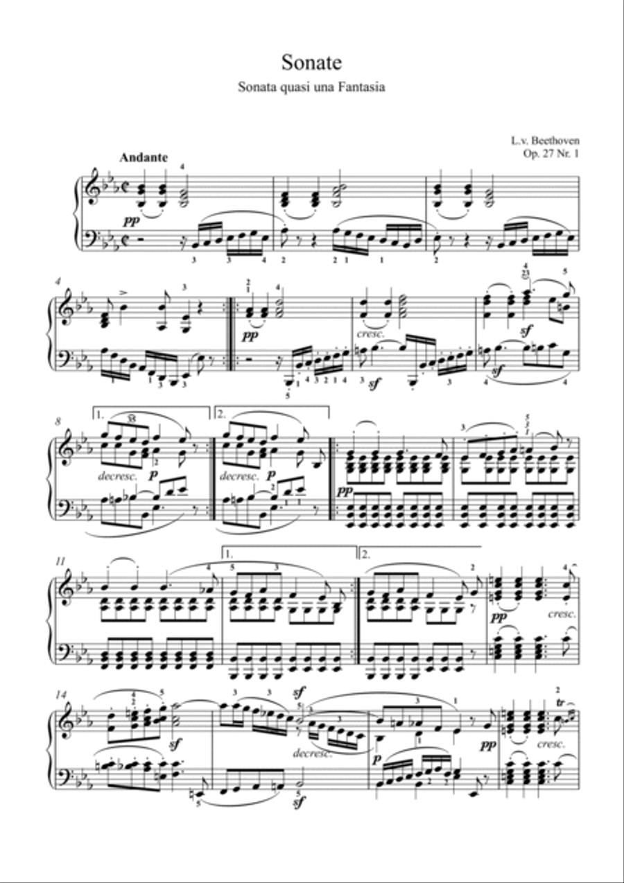 Beethoven-Piano Sonata No.13 in E♭major, Op.27 No.1 (Quasi una fantas Small Ensemble scores gallery preview page 2