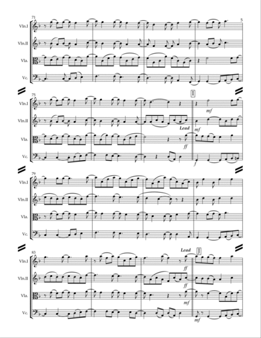 Dancin' In The Moonlight String Quartet scores gallery preview page 6