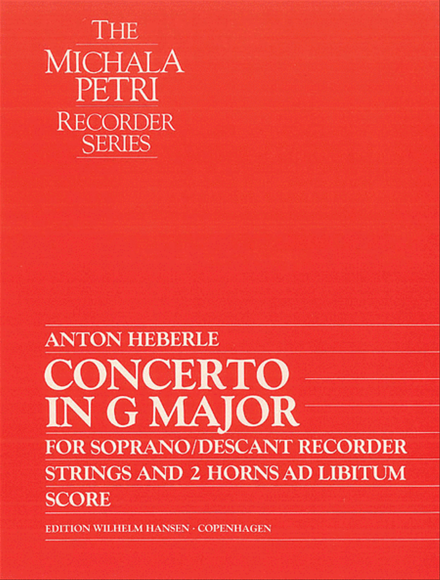 Anton Heberle (Michala Petri): Concerto In G Major For Recorder And Strings (Score) Soprano Recorder scores gallery preview page 1