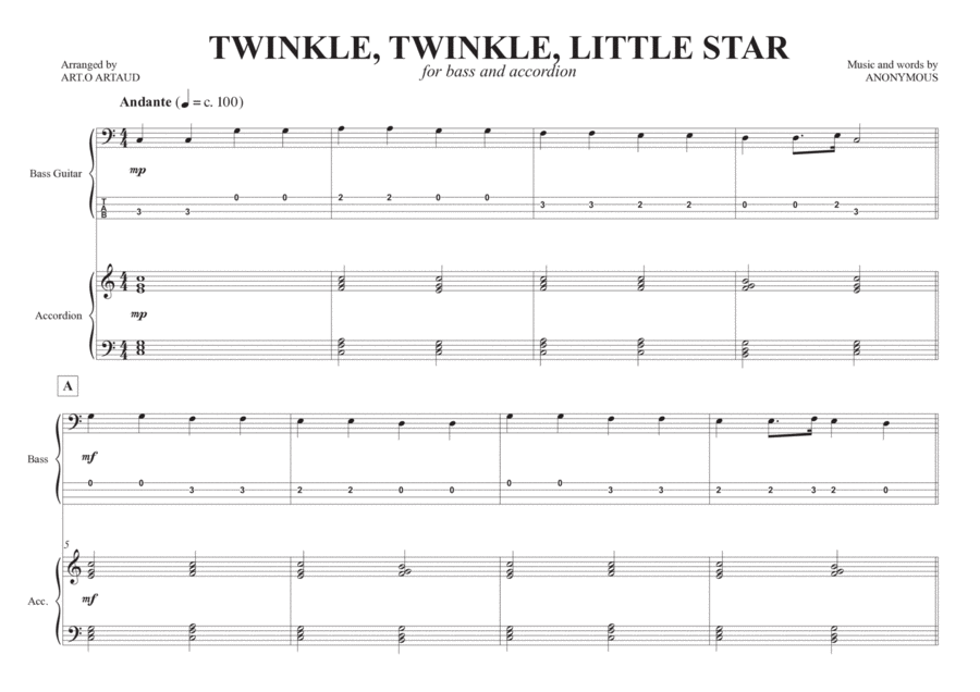 Twinkle Twinkle Little Star String Duet scores gallery preview page 1