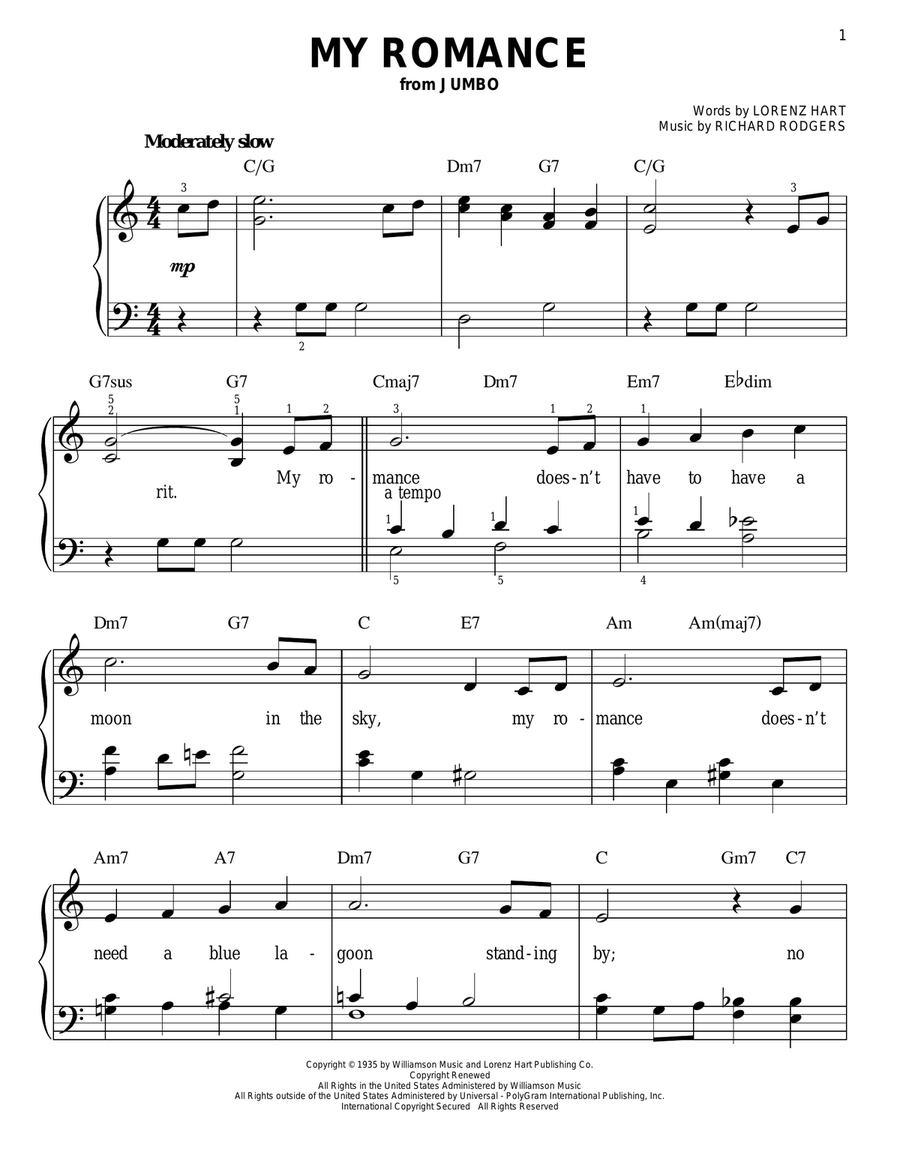My Romance Easy Piano scores gallery preview page 1