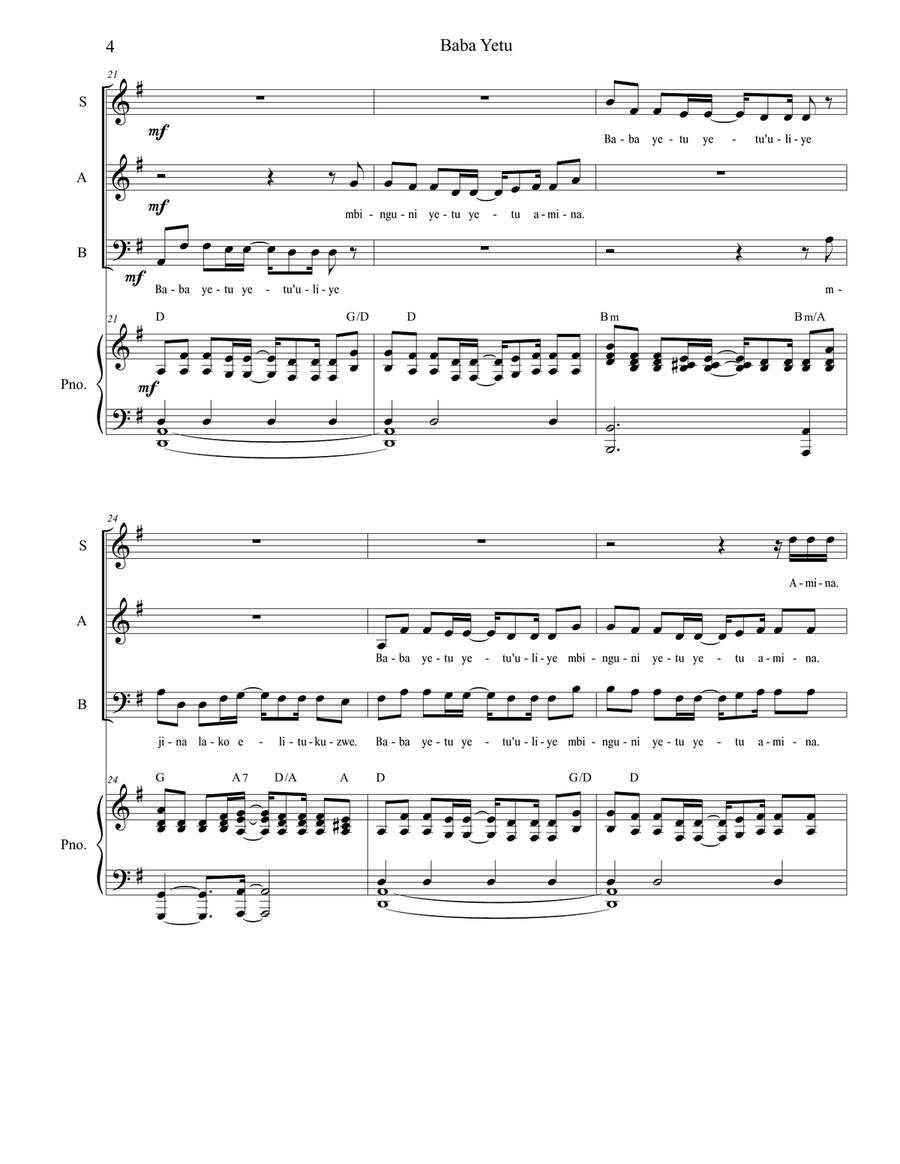 Baba Yetu Baba Yetu 3-Part scores gallery preview page 4