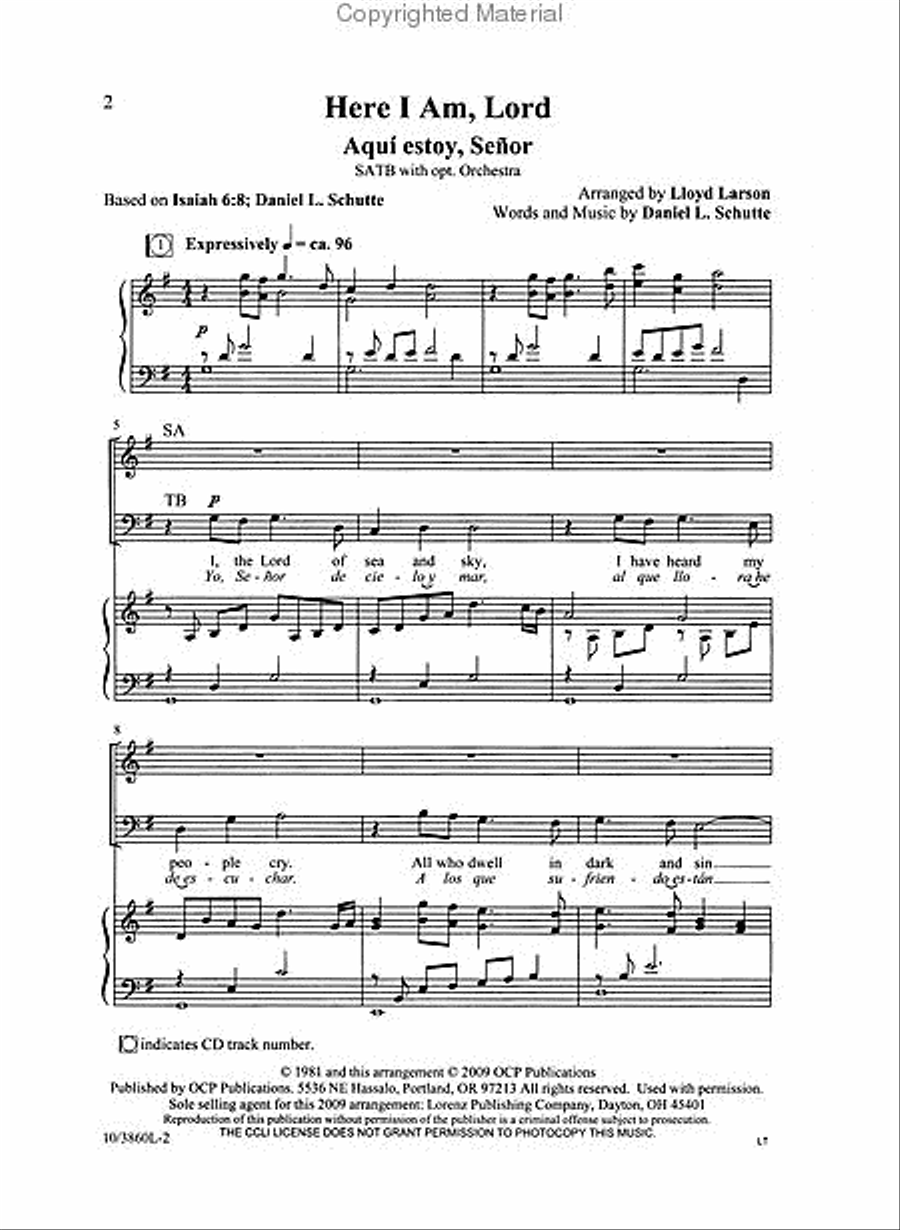 Here I Am, Lord 4-Part scores gallery preview page 2