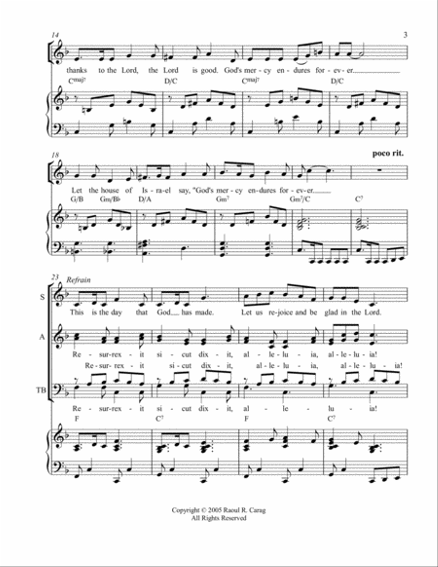 Resurrexit Rejoice and Be Glad (Psalm 118) 4-Part scores gallery preview page 3