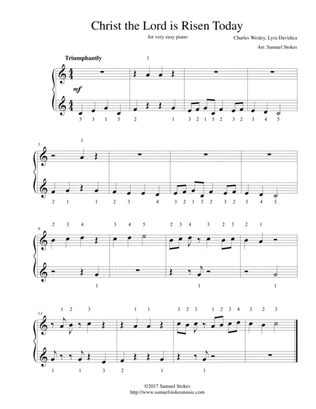 Christ the Lord is Risen Today (Jesus Christ is Risen Today) - for very easy piano