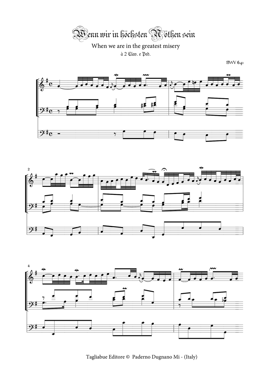 BACH J.S. - Wenn wir in höchsten Nöthen sein BWV 641 - For Organ Organ Solo scores gallery preview page 1