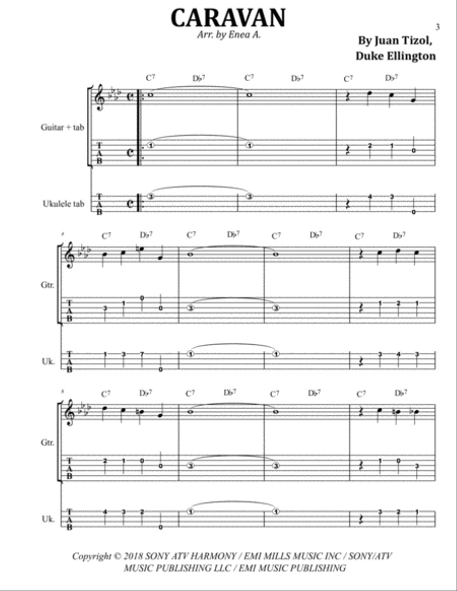 Caravan Guitar Tablature scores gallery preview page 3