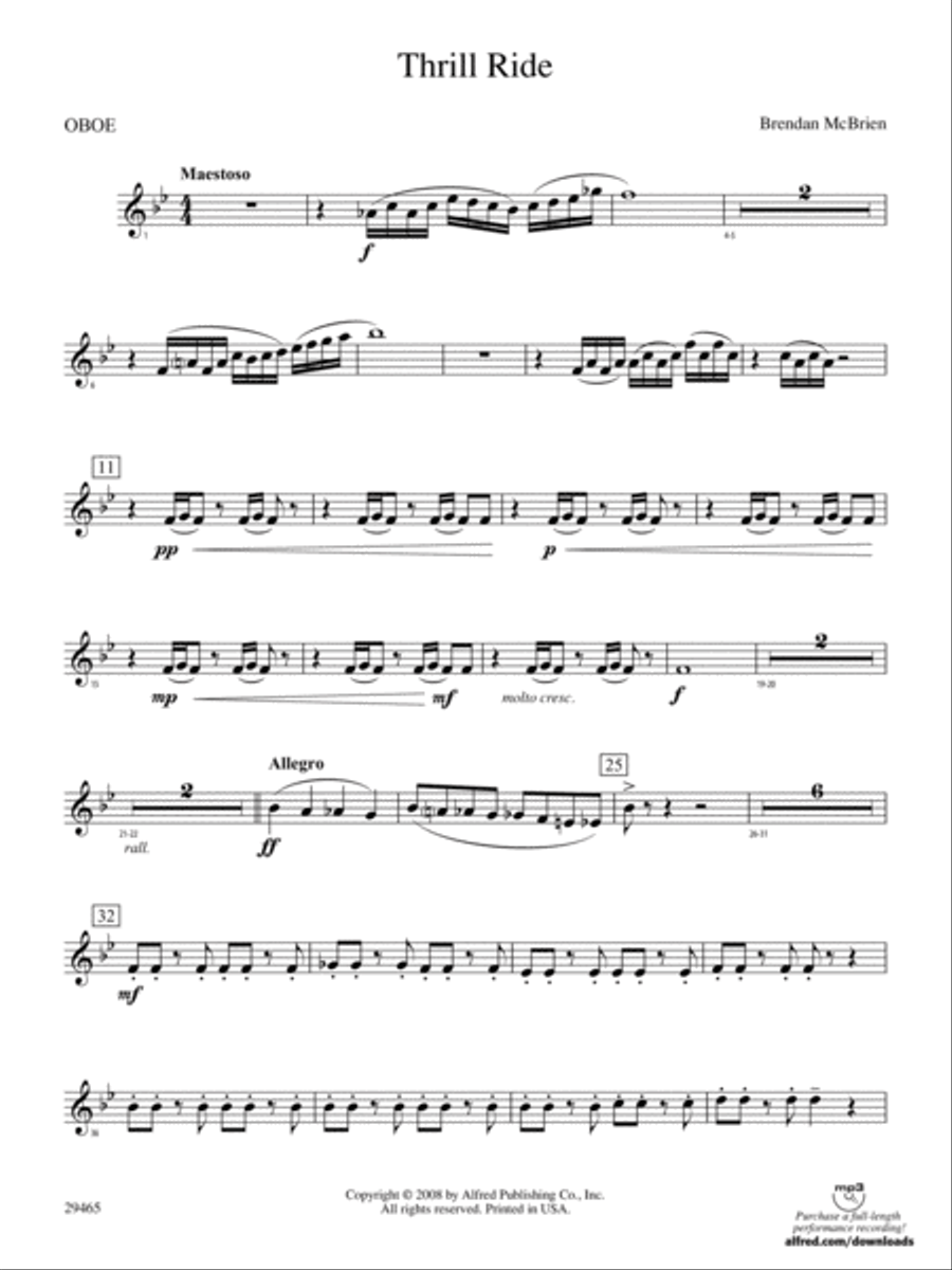 Thrill Ride: Oboe Thrill Ride: Oboe Concert Band scores gallery preview page 1