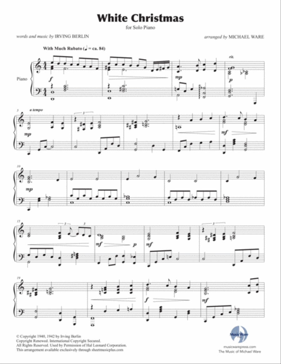 White Christmas Piano Solo scores gallery preview page 2
