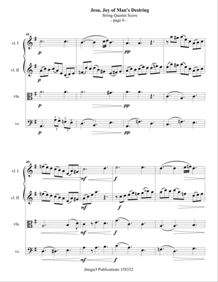 Bach: Jesu, Joy of Man's Desiring for String Quartet String Quartet scores gallery preview page 6