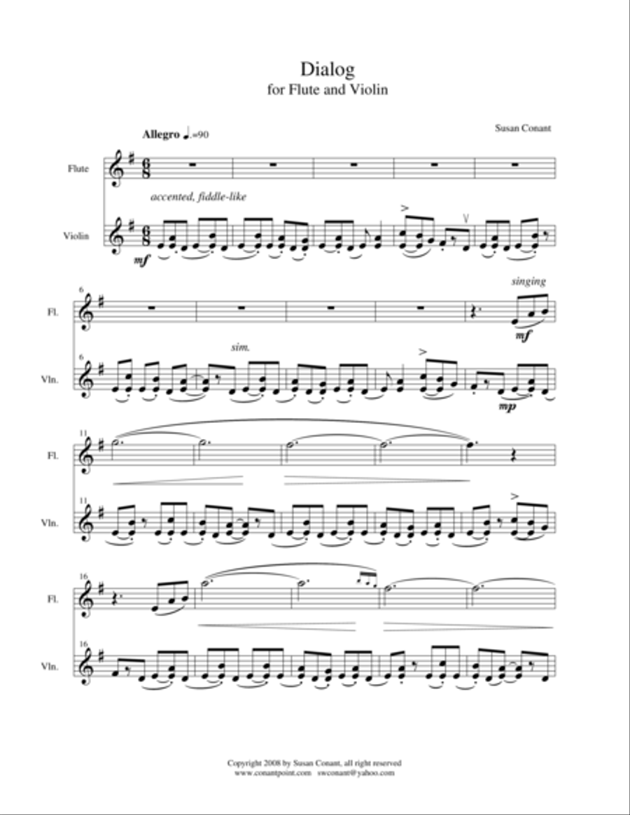 Dialog for Flute and Violin Flute scores gallery preview page 1