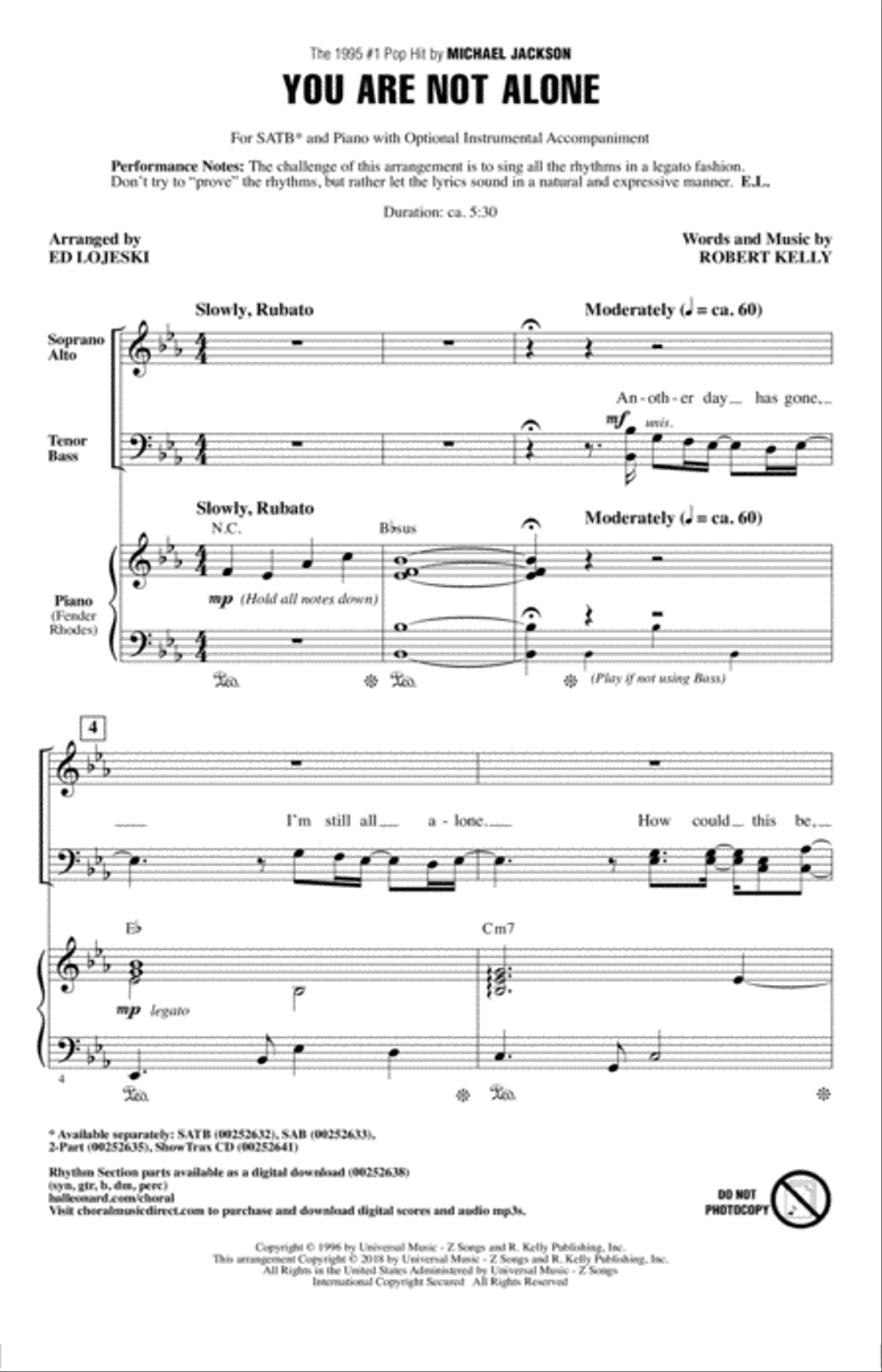 You Are Not Alone 4-Part scores gallery preview page 1