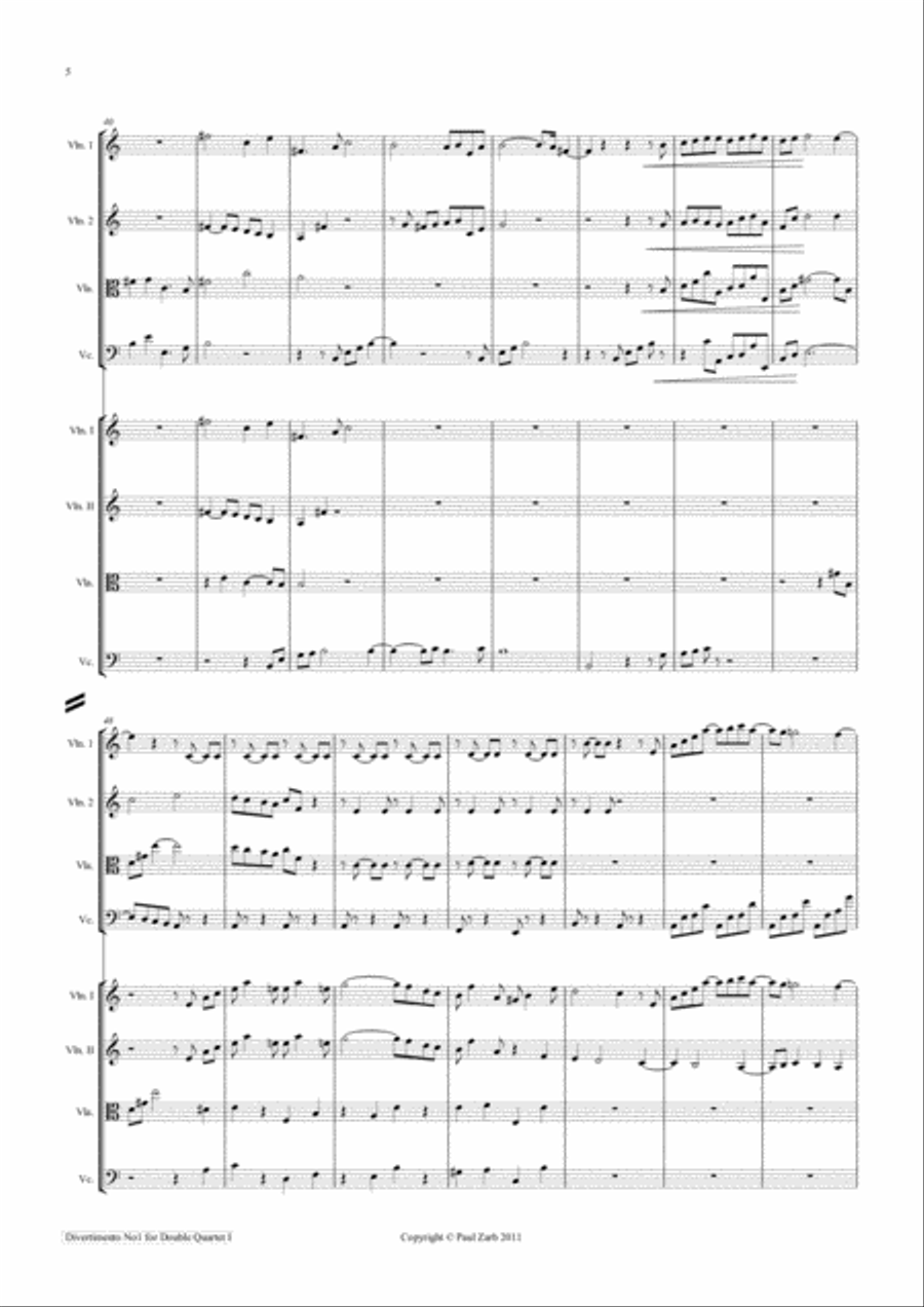 Divertimento for Two String Quartets. String Quartet scores gallery preview page 6