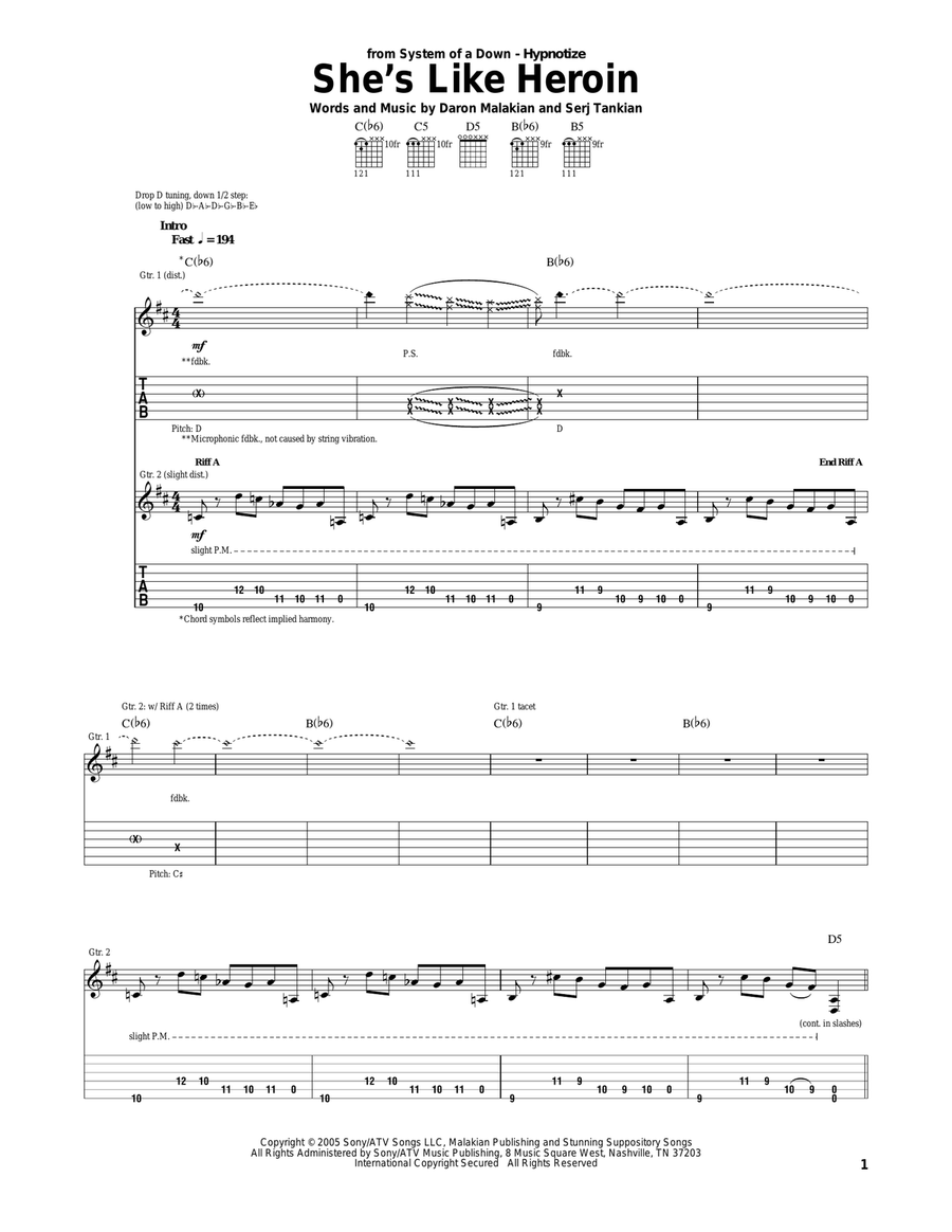 She's Like Heroin Electric Guitar scores gallery preview page 1