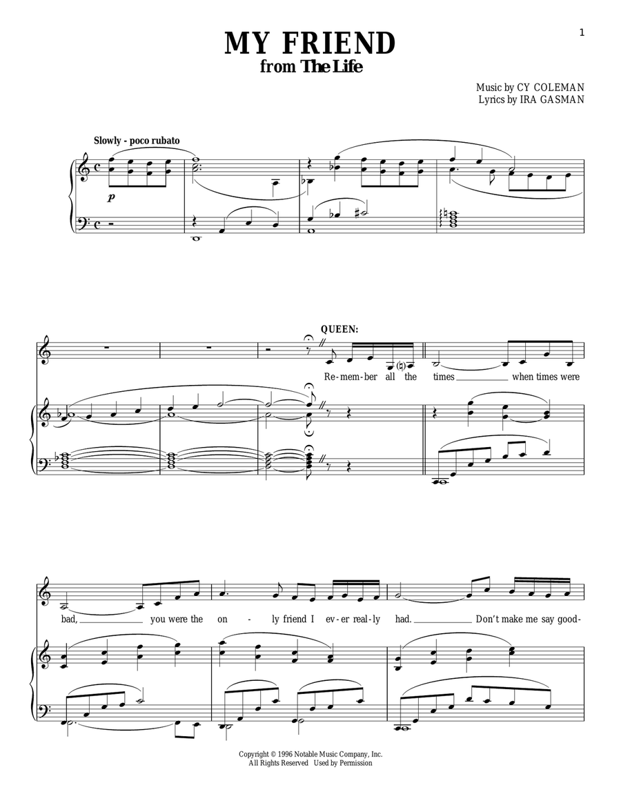 My Friend My Friend Piano, Vocal scores gallery preview page 1