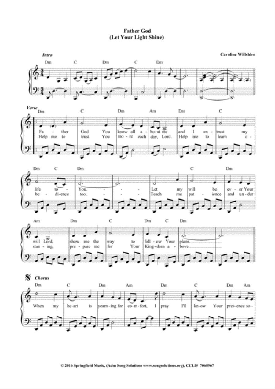 Father God (Let Your Light Shine) Voice scores gallery preview page 2