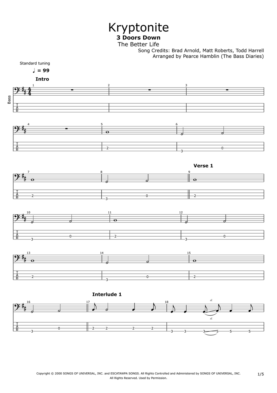 Kryptonite Acoustic Guitar scores gallery preview page 1