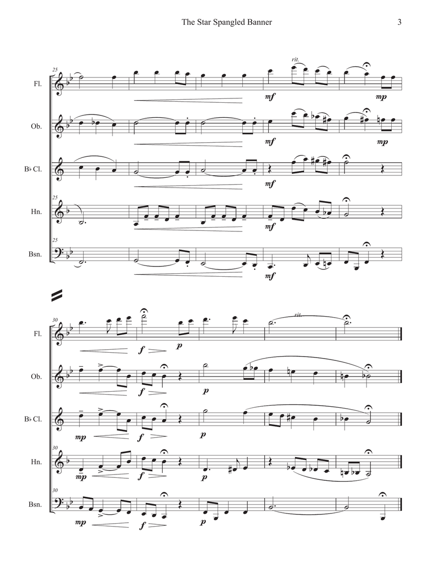 The Star Spangled Banner The Star Spangled Banner Woodwind Quintet scores gallery preview page 3