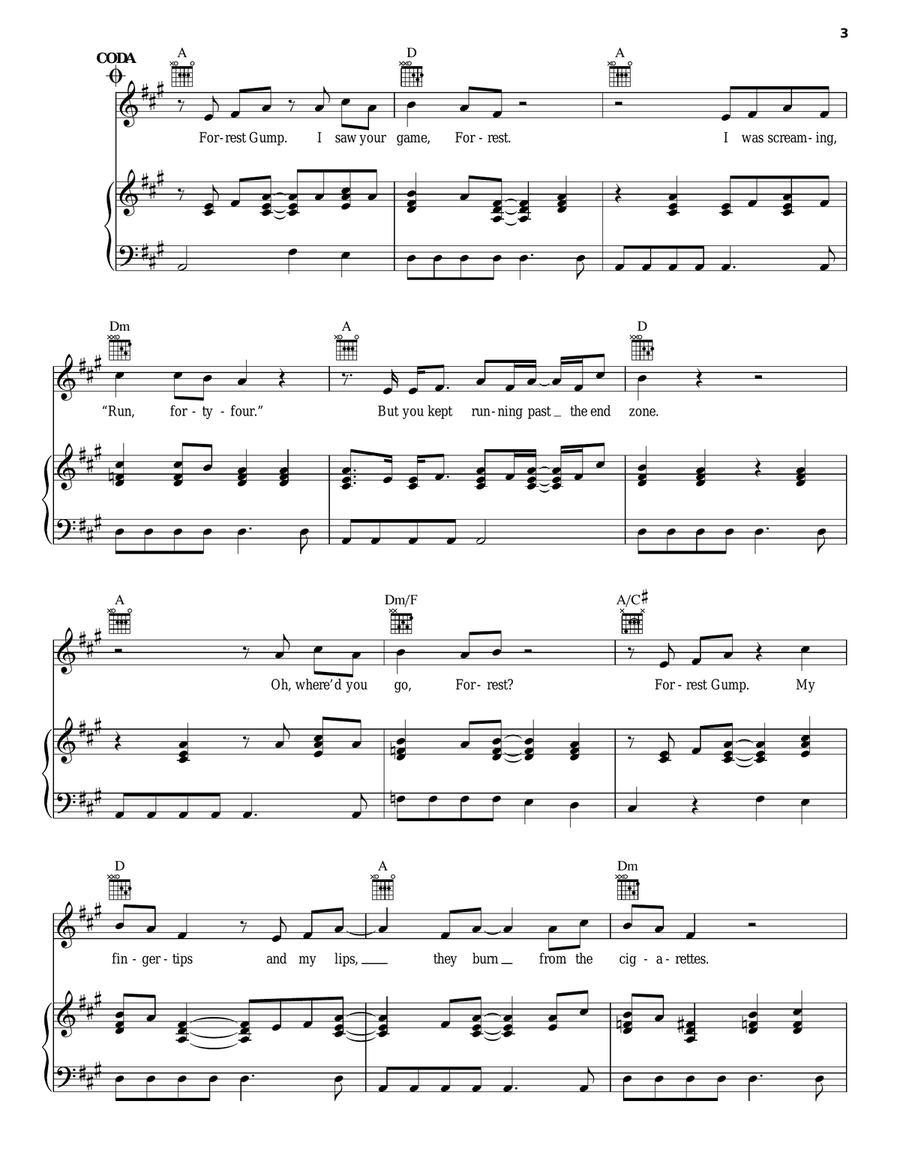 Forrest Gump Piano, Vocal, Guitar scores gallery preview page 3