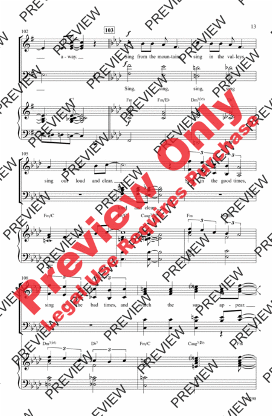 Sing, Sing, Sing 4-Part scores gallery preview page 13