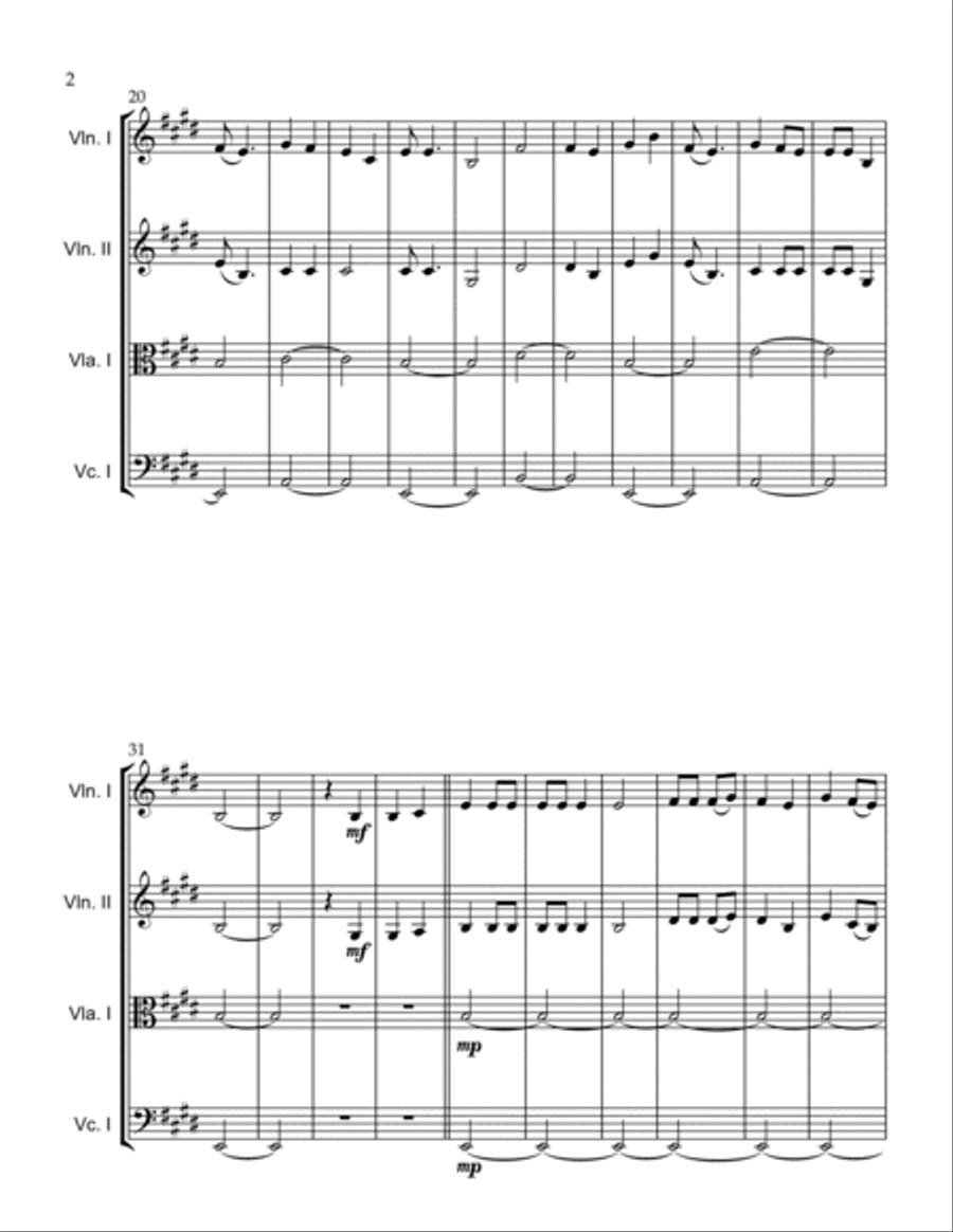 Down To The River To Pray String Quartet scores gallery preview page 2