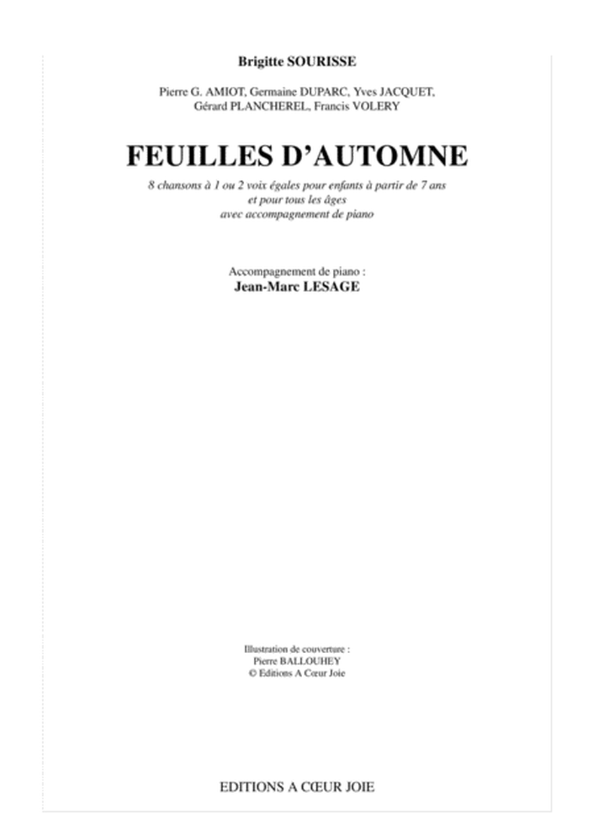 Feuilles D'Automne (8 Chansons Pour Enf.Av.Piano)