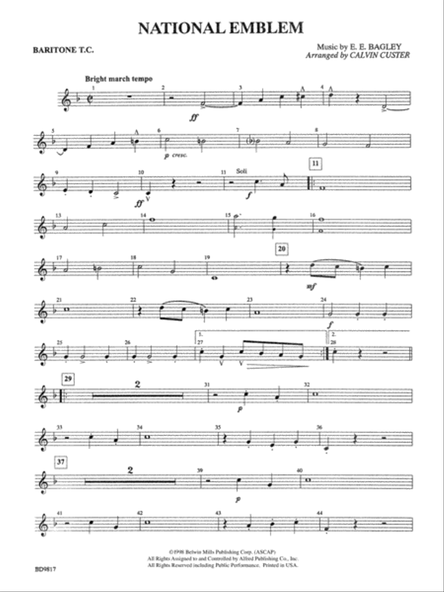 National Emblem: Baritone T.C. Concert Band scores gallery preview page 1