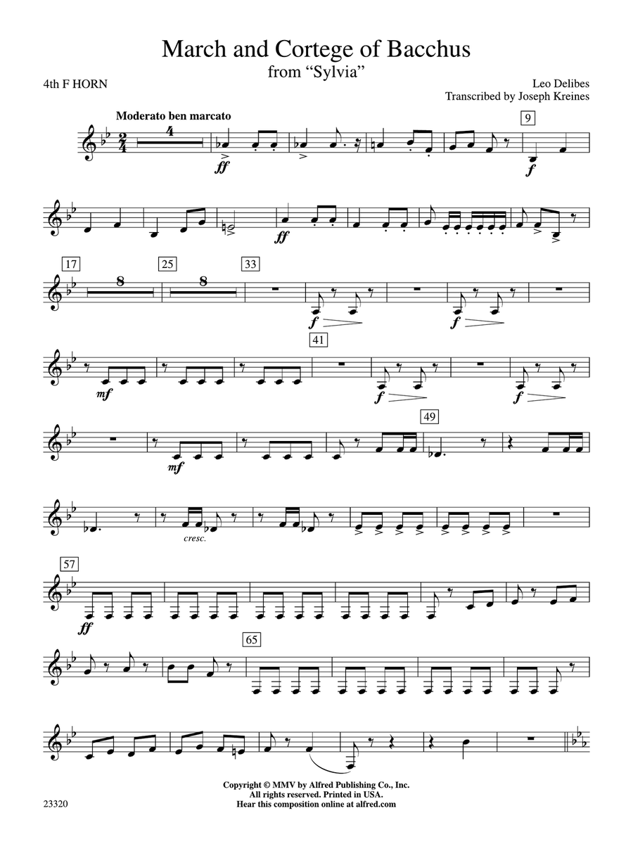 March and Cortege of Bacchus: 4th F Horn