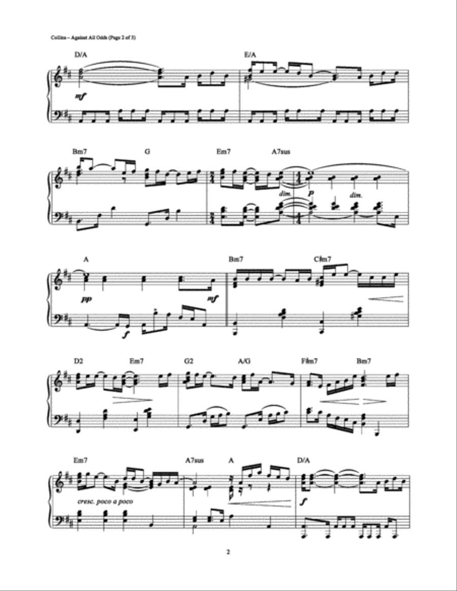 Against All Odds Piano Solo scores gallery preview page 2