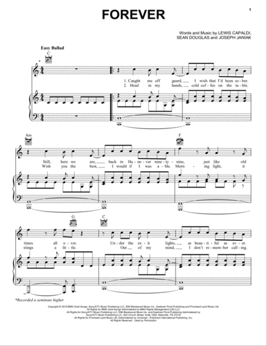 Forever Piano, Vocal, Guitar scores gallery preview page 1