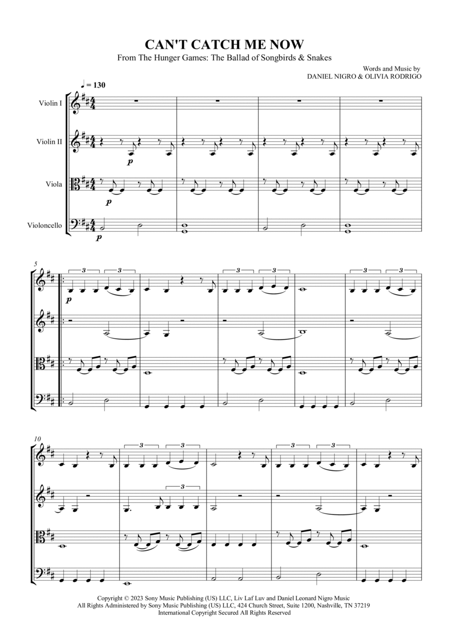 Can't Catch Me Now String Quartet scores gallery preview page 1