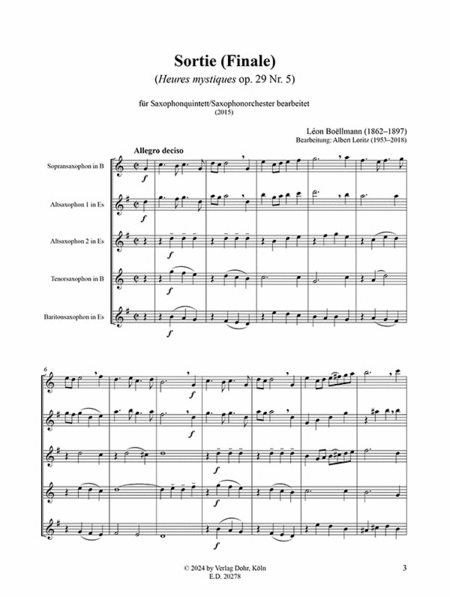 Sortie (Finale) op. 29/5 (für Saxophonquintett/Saxophonorchester) (Heures mystiques)
