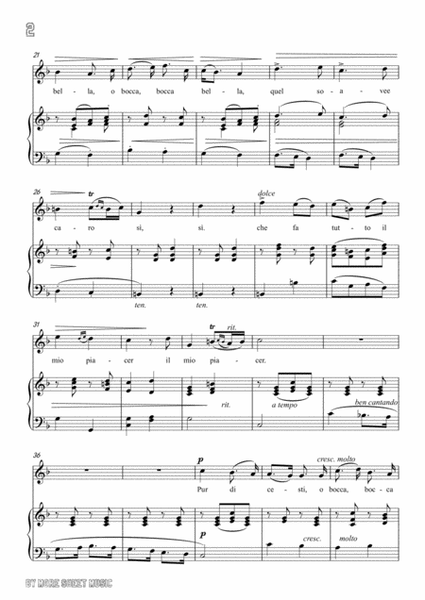 Lotti-Pur dicesti,o bocca bella in F Major,for Voice and Piano image number null