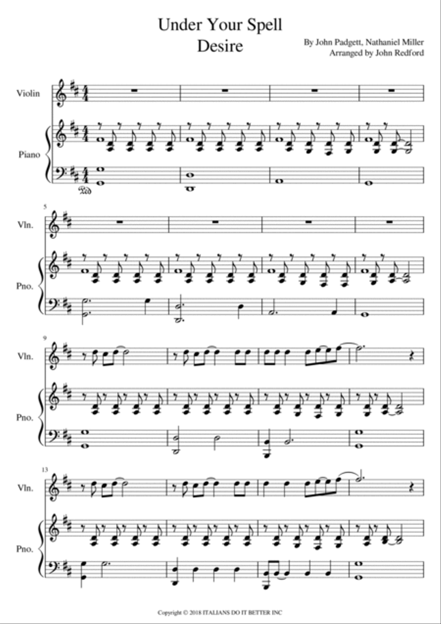 Under Your Spell Violin Solo scores gallery preview page 2