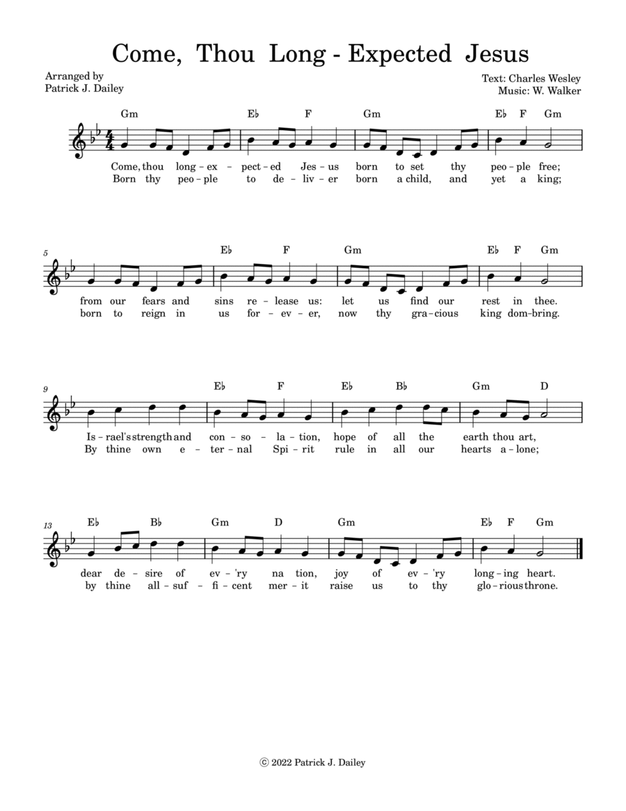 Come Thou Long-Expected Jesus Piano scores gallery preview page 1