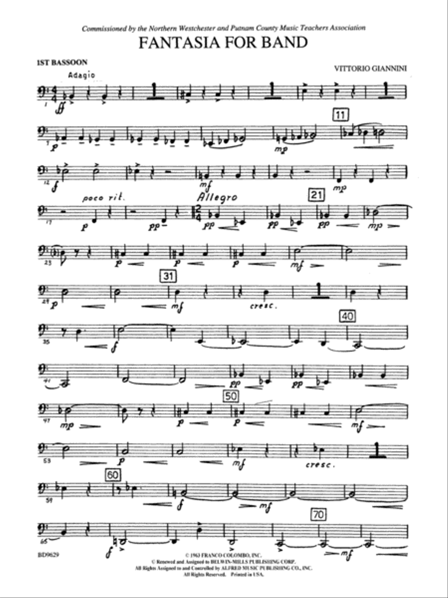 Fantasia for Band: Bassoon Concert Band scores gallery preview page 1