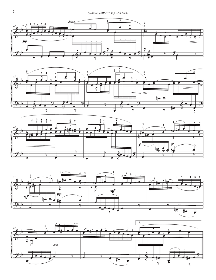 Siciliano (BWV 1031) Piano Solo scores gallery preview page 2