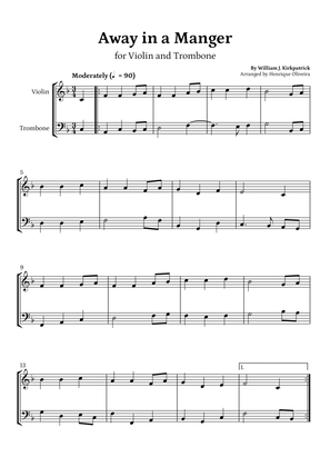 Book cover for Away in a Manger (Violin and Trombone) - Beginner Level