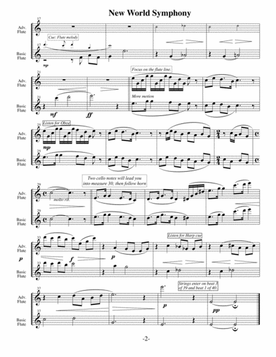 New World Symphony - Dvorak (Arrangements Level 2-4 for FLUTE + Written Acc) image number null