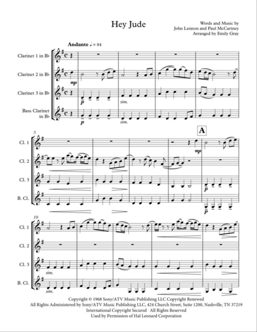 Hey Jude Hey Jude Woodwind Quartet scores gallery preview page 2