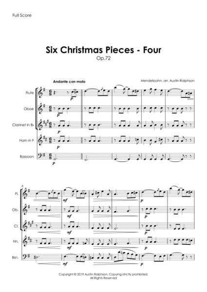 Six Christmas Pieces (Sechs Kinderstücke für das Pianoforte) Op.72: Number 4 of 6 - wind quintet image number null
