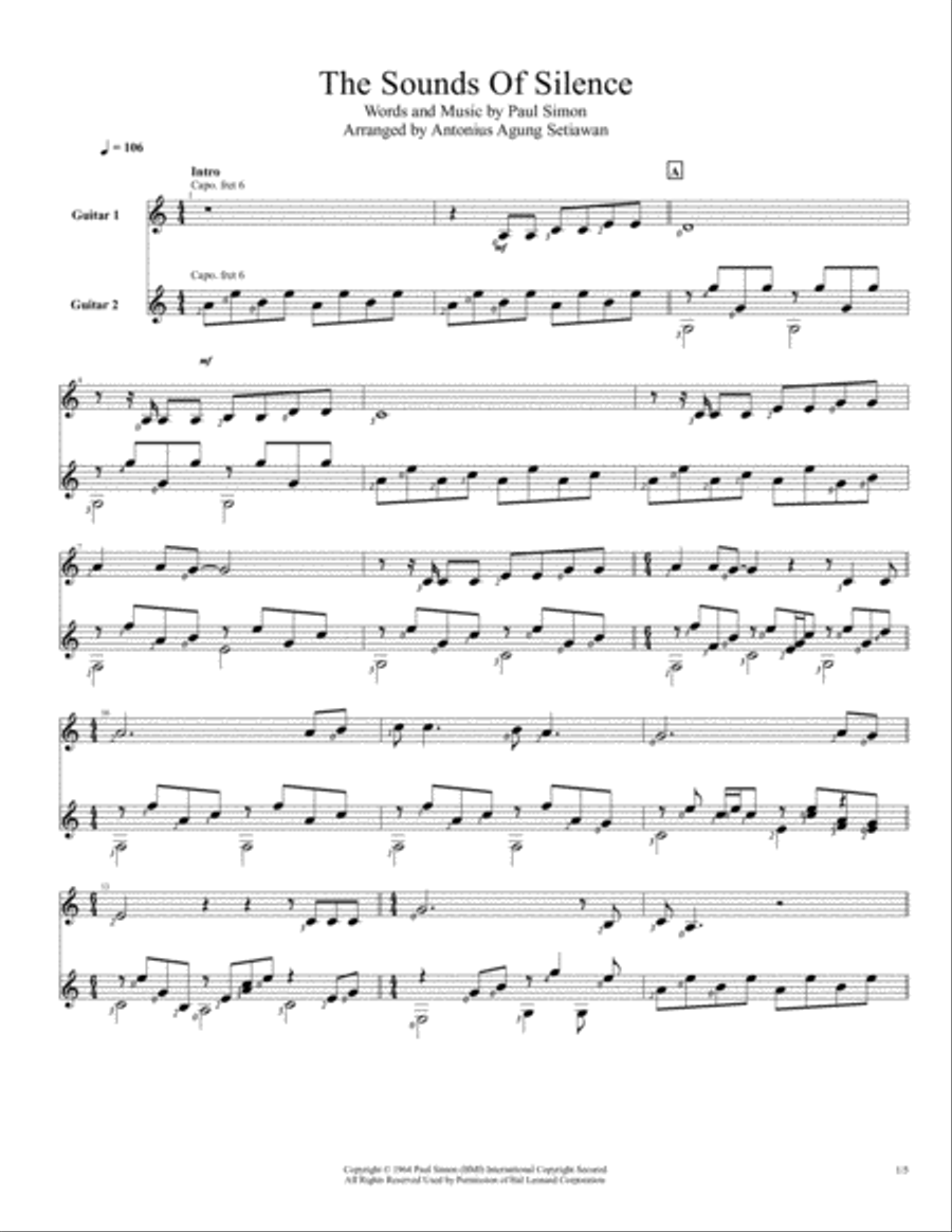 The Sound Of Silence Electric Guitar scores gallery preview page 1