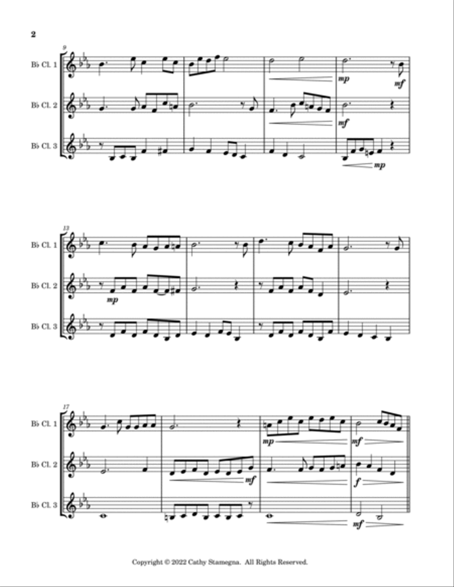 I’ll Take You Home Again, Kathleen (Bb Clarinet Trio) Clarinet Trio scores gallery preview page 3