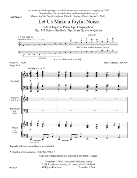 Let Us Make a Joyful Noise (Full Score) image number null