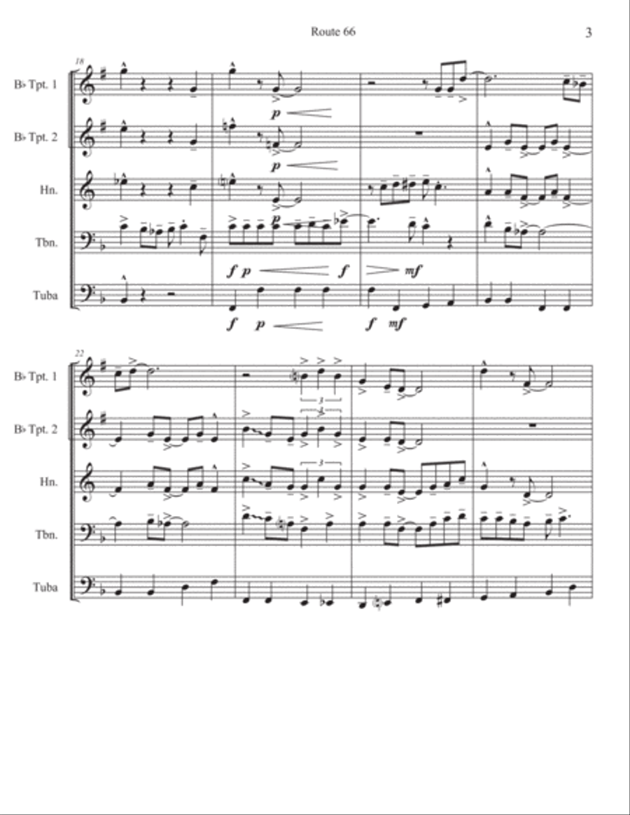 Route 66 Brass Quintet scores gallery preview page 4