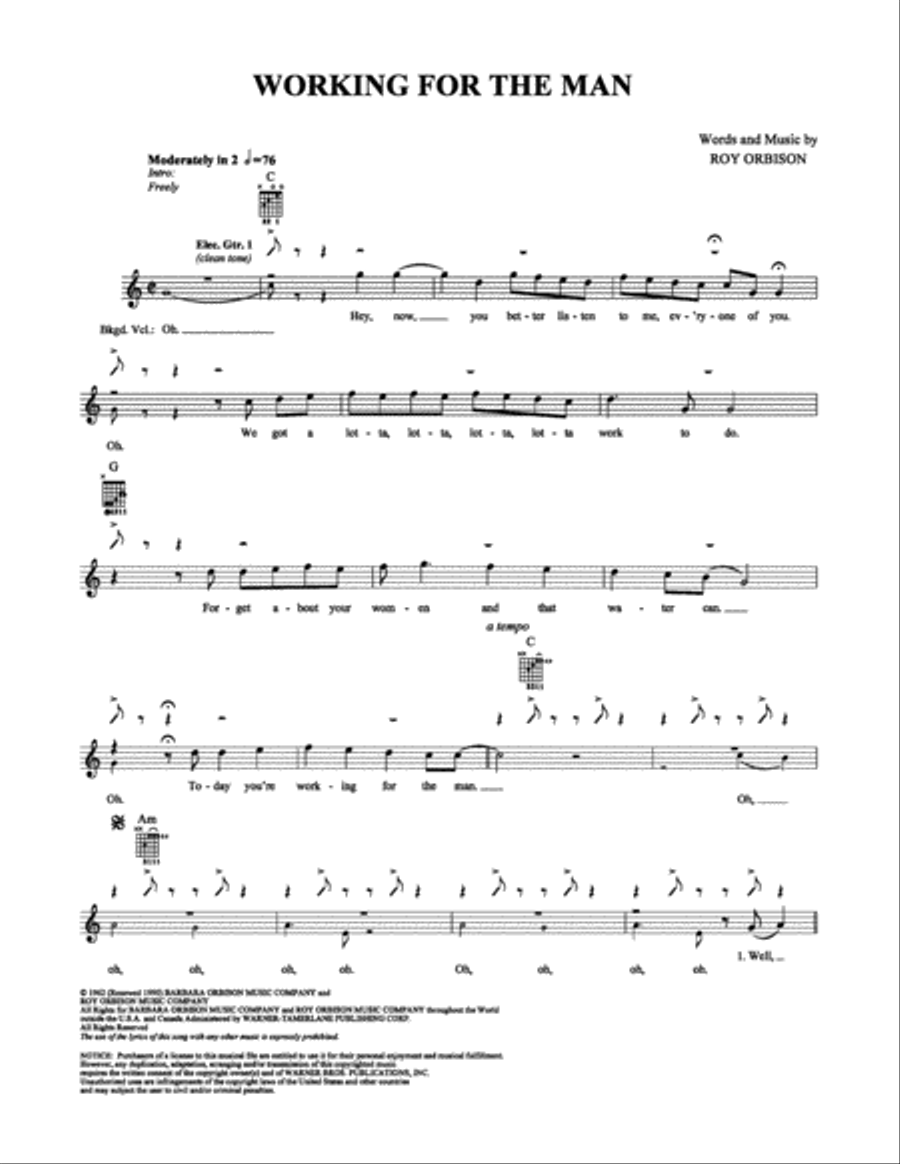 Working for the Man Working for the Man Electric Guitar scores gallery preview page 1