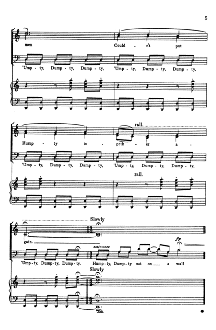 Five Nursery Rhymes 4-Part scores gallery preview page 4