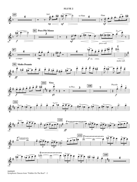 Symphonic Dances (from Fiddler On The Roof) (arr. Ira Hearshen) - Flute 2