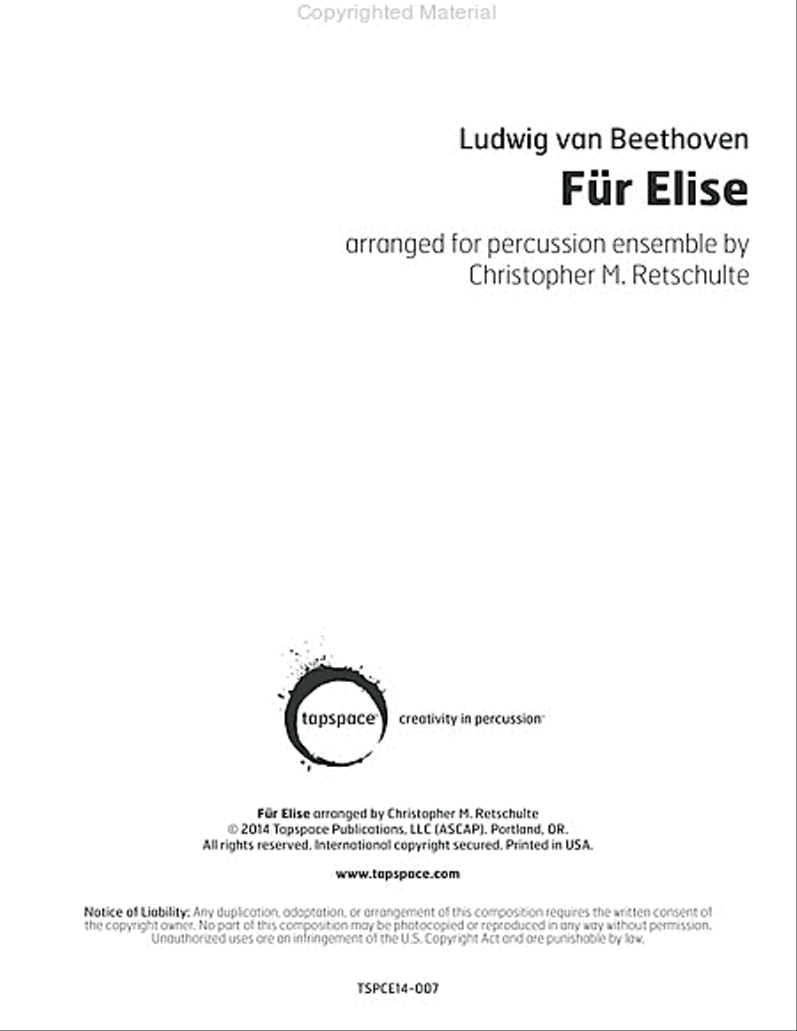 Fur Elise Percussion Ensemble scores gallery preview page 2